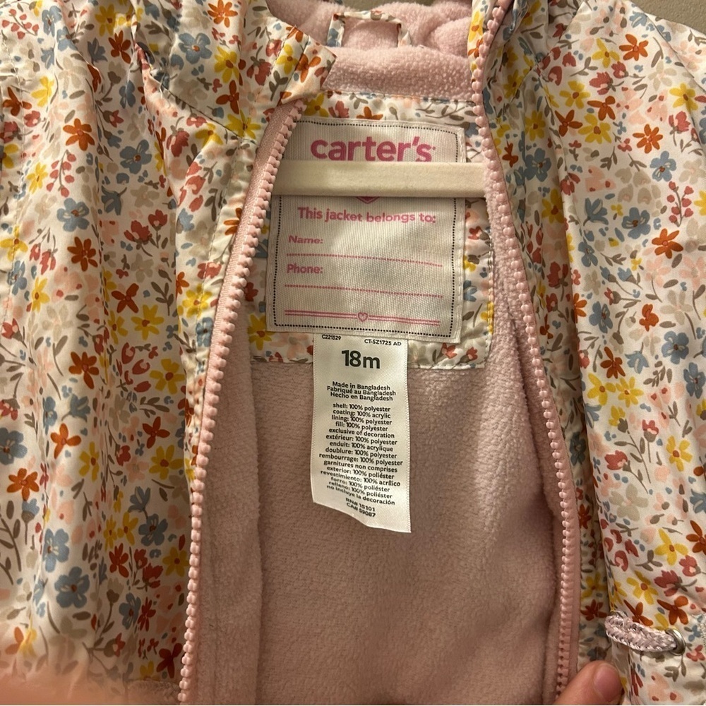 Carter’s Toddler Midweight Fleece Lined Jacket - Picture 3 of 3